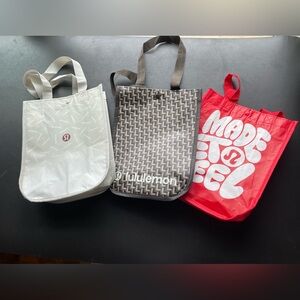 Lululemon 3 Small 2026 Logo Reusable Shopping Bag New Red & White/ Brow/wht